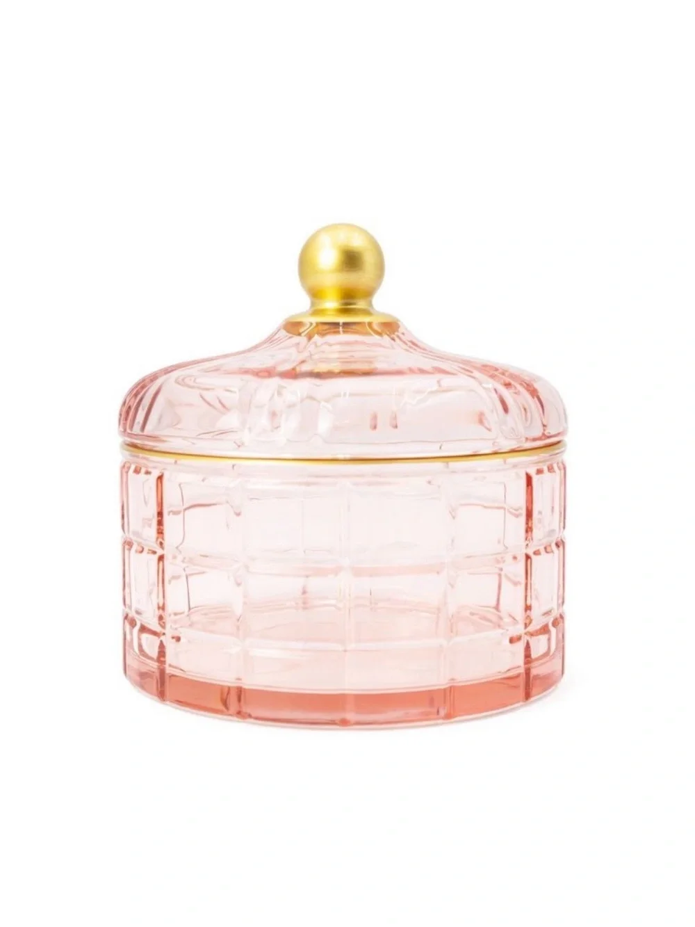 Target Pink & Gold Glass Trinket Box Vanity Bathroom Kitchen Candy Dish Storage